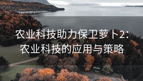 农业科技助力保卫萝卜2：农业科技的应用与策略