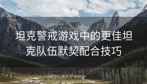 坦克警戒游戏中的更佳坦克队伍默契配合技巧