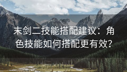 末剑二技能搭配建议：角色技能如何搭配更有效？