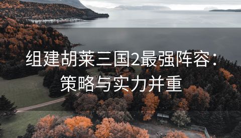 组建胡莱三国2最强阵容：策略与实力并重