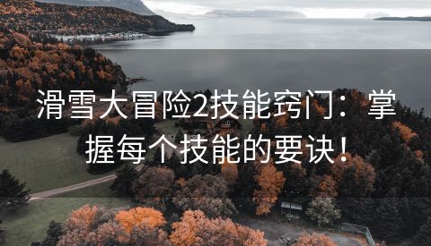 滑雪大冒险2技能窍门：掌握每个技能的要诀！