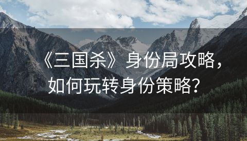 《三国杀》身份局攻略，如何玩转身份策略？