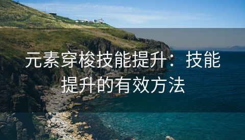 元素穿梭技能提升：技能提升的有效方法