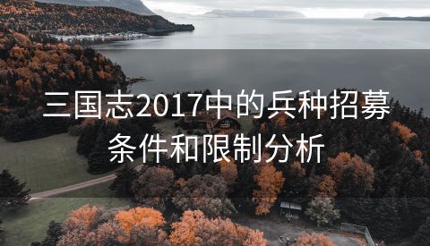 三国志2017中的兵种招募条件和限制分析
