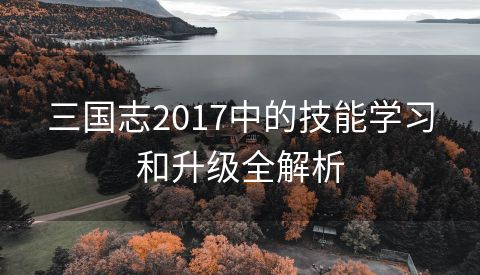 三国志2017中的技能学习和升级全解析