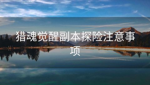 猎魂觉醒副本探险注意事项
