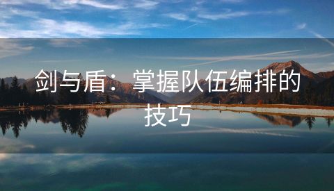 剑与盾：掌握队伍编排的技巧