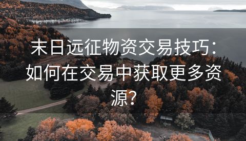 末日远征物资交易技巧：如何在交易中获取更多资源？