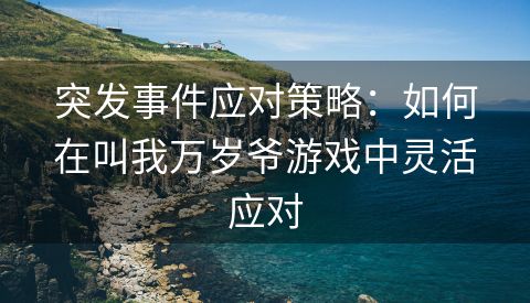 突发事件应对策略：如何在叫我万岁爷游戏中灵活应对