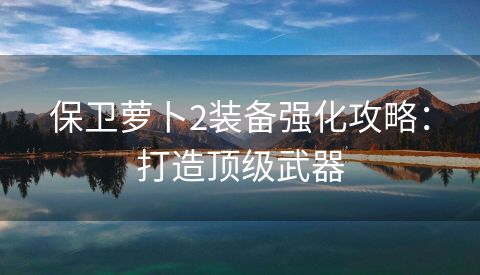 保卫萝卜2装备强化攻略：打造顶级武器
