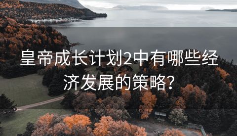 皇帝成长计划2中有哪些经济发展的策略？