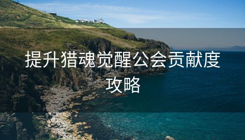 提升猎魂觉醒公会贡献度攻略