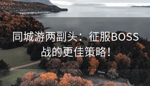 同城游两副头：征服BOSS战的更佳策略！