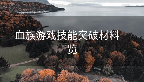 血族游戏技能突破材料一览