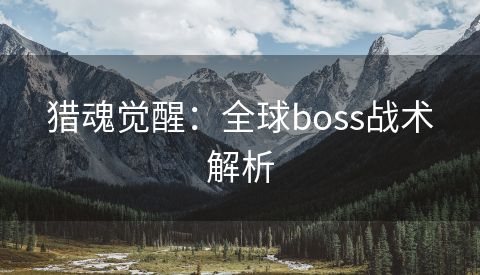 猎魂觉醒：全球boss战术解析