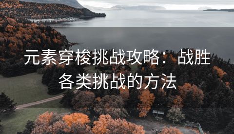 元素穿梭挑战攻略：战胜各类挑战的方法