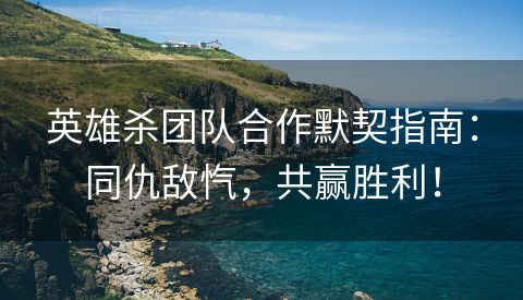英雄杀团队合作默契指南：同仇敌忾，共赢胜利！