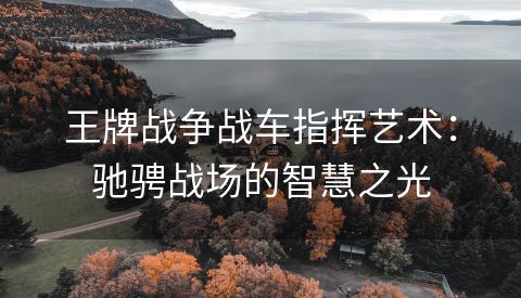 王牌战争战车指挥艺术：驰骋战场的智慧之光