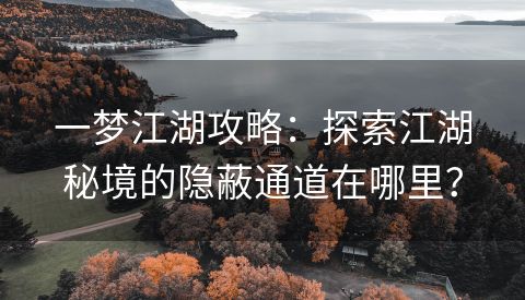 一梦江湖攻略：探索江湖秘境的隐蔽通道在哪里？