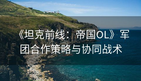  《坦克前线：帝国OL》军团合作策略与协同战术