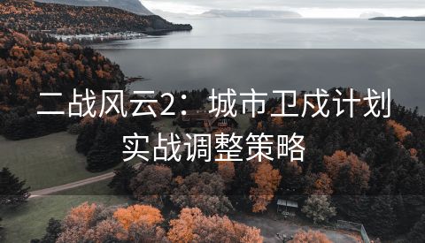 二战风云2：城市卫戍计划实战调整策略
