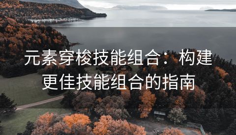 元素穿梭技能组合：构建更佳技能组合的指南