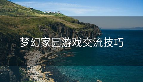 梦幻家园游戏交流技巧