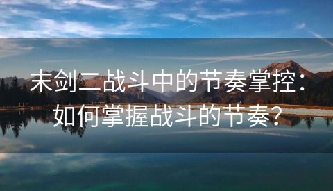 末剑二战斗中的节奏掌控：如何掌握战斗的节奏？