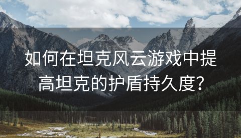 如何在坦克风云游戏中提高坦克的护盾持久度？