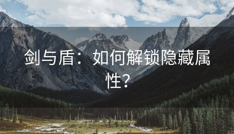 剑与盾：如何解锁隐藏属性？