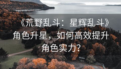 《荒野乱斗：星辉乱斗》角色升星，如何高效提升角色实力？