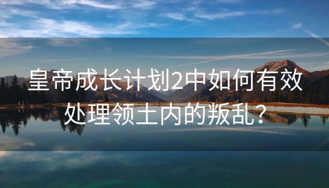 皇帝成长计划2中如何有效处理领土内的叛乱？