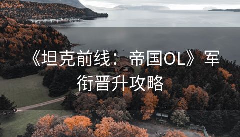  《坦克前线：帝国OL》军衔晋升攻略