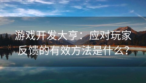 游戏开发大亨：应对玩家反馈的有效方法是什么？