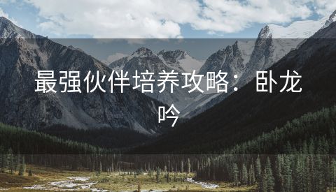 最强伙伴培养攻略：卧龙吟