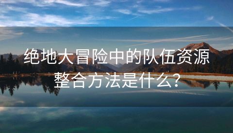 绝地大冒险中的队伍资源整合方法是什么？