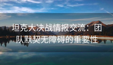 坦克大决战情报交流：团队默契无障碍的重要性