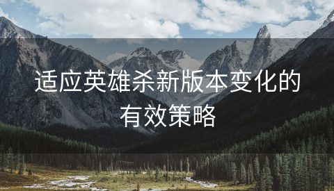 适应英雄杀新版本变化的有效策略