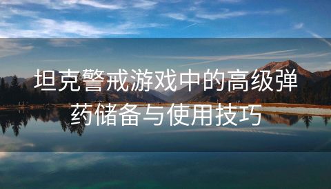 坦克警戒游戏中的高级弹药储备与使用技巧