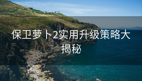保卫萝卜2实用升级策略大揭秘
