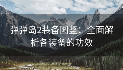 弹弹岛2装备图鉴：全面解析各装备的功效