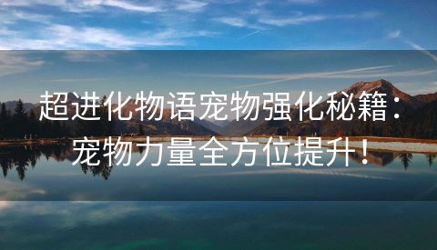 超进化物语宠物强化秘籍：宠物力量全方位提升！