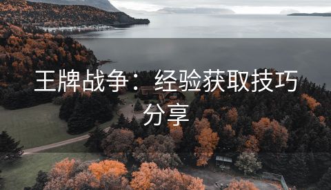 王牌战争：经验获取技巧分享