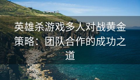 英雄杀游戏多人对战黄金策略：团队合作的成功之道