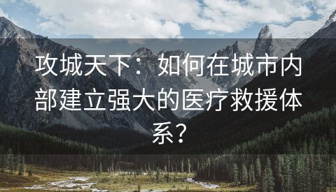 攻城天下：如何在城市内部建立强大的医疗救援体系？