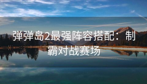 弹弹岛2最强阵容搭配：制霸对战赛场