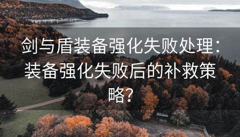 剑与盾装备强化失败处理：装备强化失败后的补救策略？