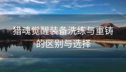 猎魂觉醒装备洗练与重铸的区别与选择