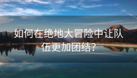 如何在绝地大冒险中让队伍更加团结？