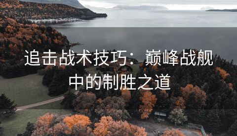 追击战术技巧：巅峰战舰中的制胜之道
